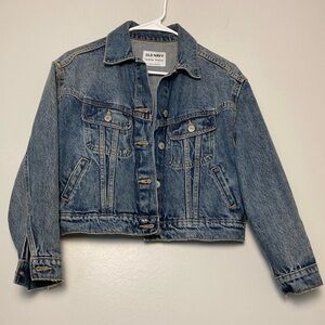 Old Navy Cropped Non-Stretch Jean Jacket for Women XS Petite Medium Wash
